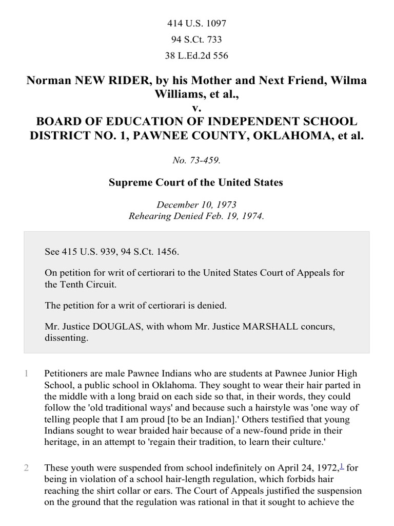 Norman New Rider, by His Mother and Next Friend, Wilma Williams v