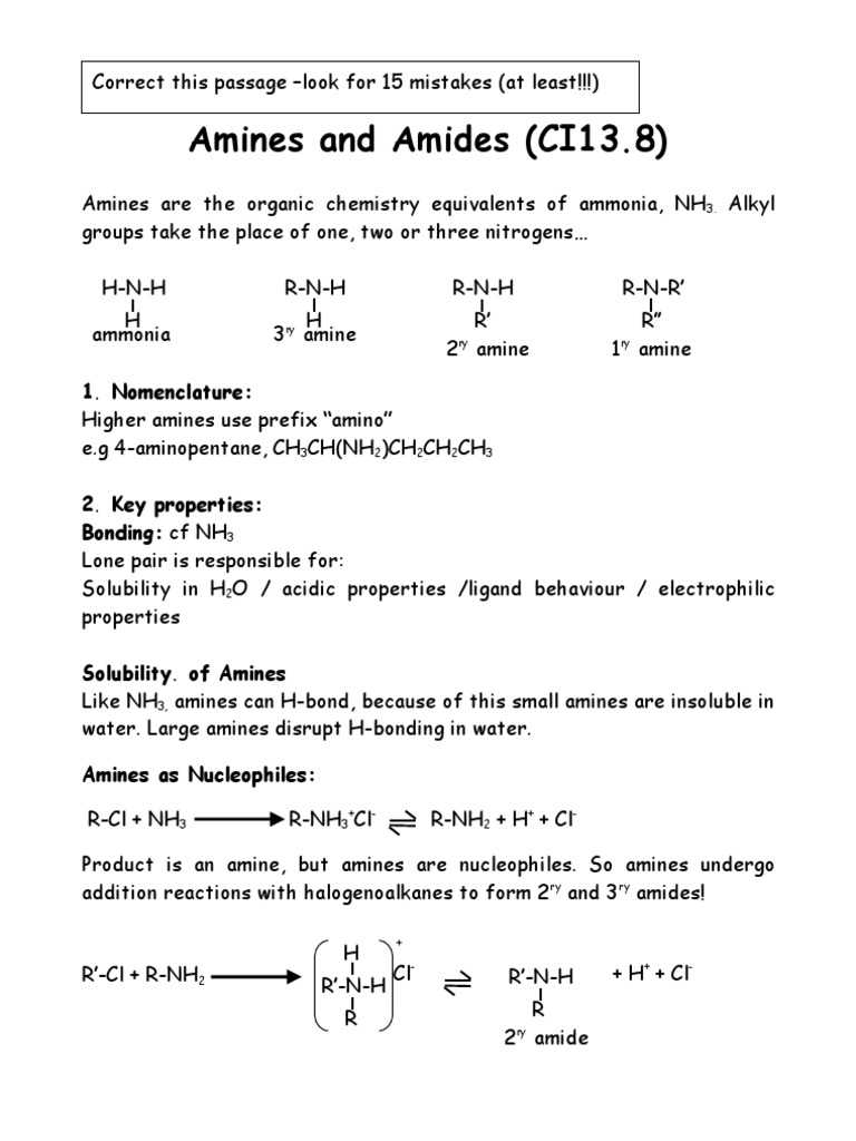 Properties and Reactions of Amines and Amides | PDF | Amine | Amide
