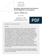 Employment Div., Dept. of Human Resources of Ore. v. Smith, 494 U.S. 872 (1990)