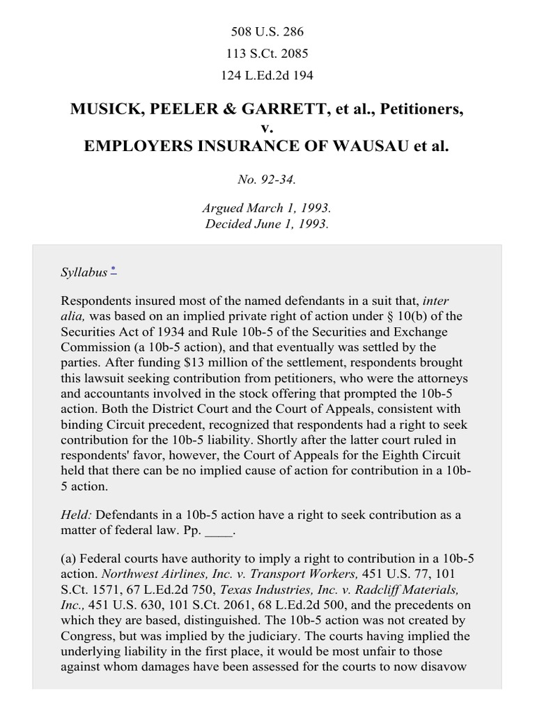 Musick, Peeler & Garrett v. Employers Ins. of Wausau, 508 U.S. 286 (1993) PDF Implied Cause