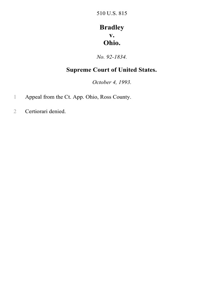 Bradley v. Ohio, 510 U.S. 815 (1993) | PDF | Law