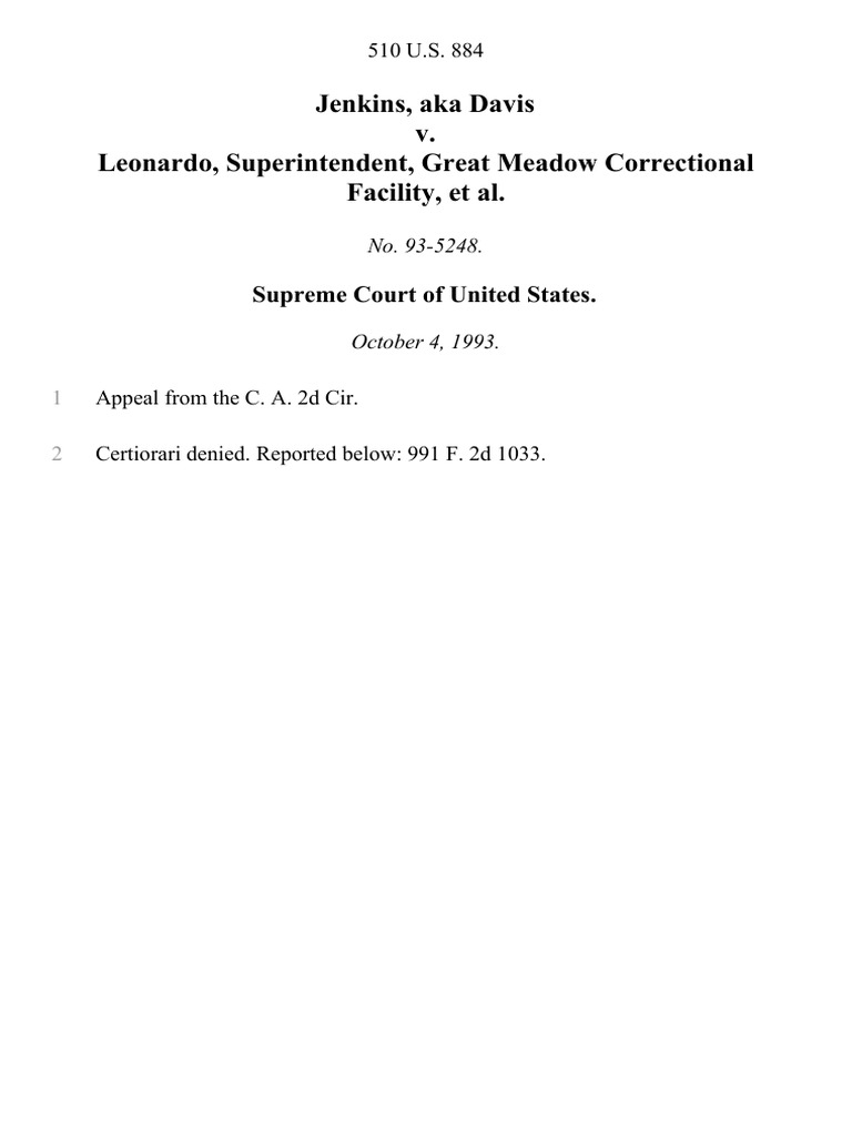 Jenkins, AKA Davis v. Leonardo, Superintendent, Great Meadow