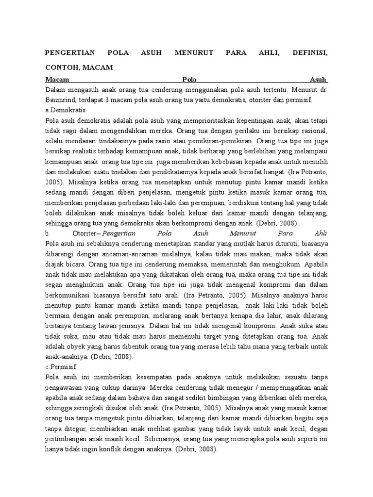 Pengertian Pola Asuh Menurut Para Ahli