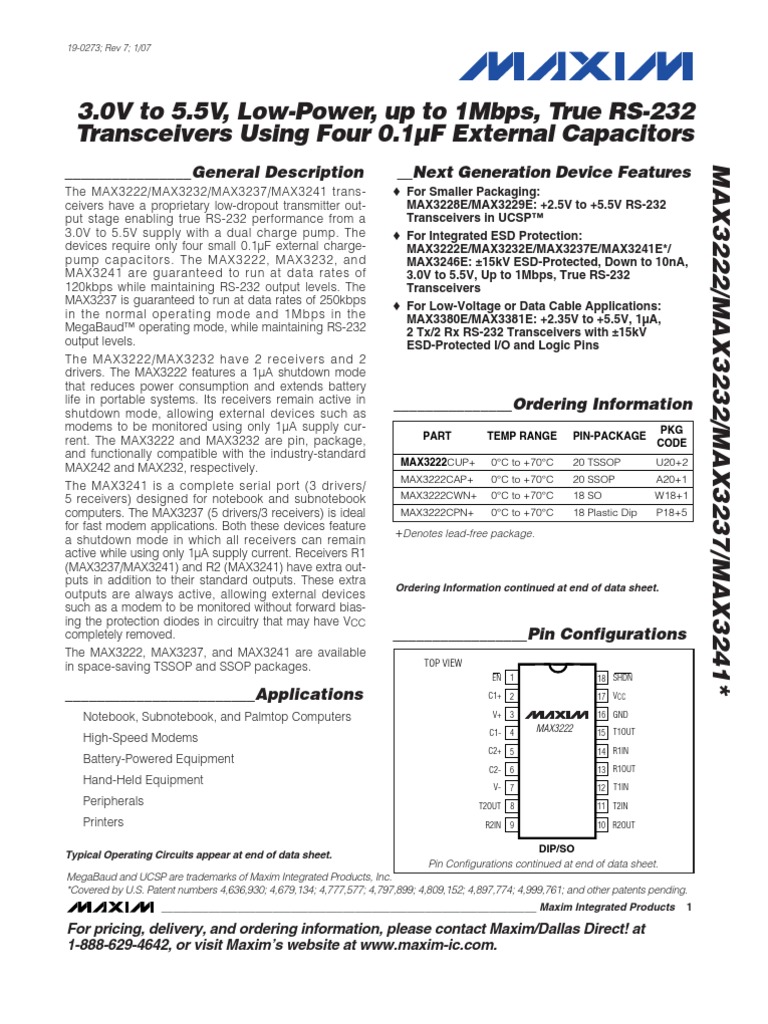 Max3222 Max3241 | PDF