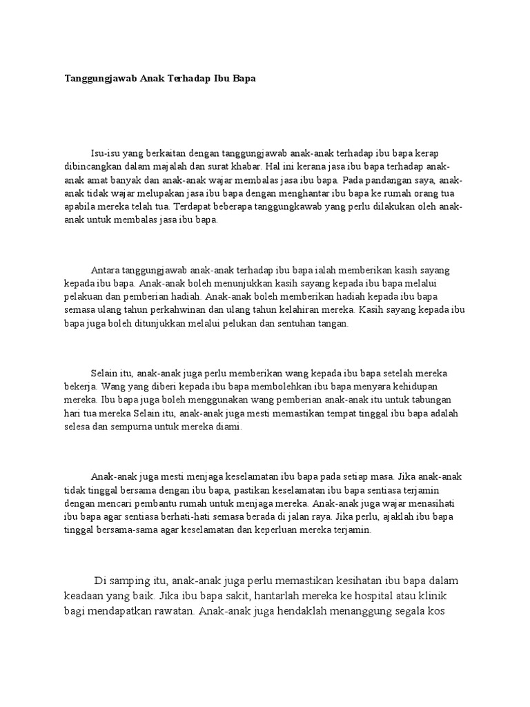 Tanggungjawab Anak Terhadap Ibu Bapa Pdf