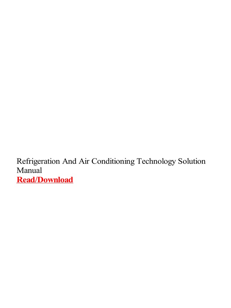 Refrigeration and Air Conditioning Technology Solution Manual PDF
