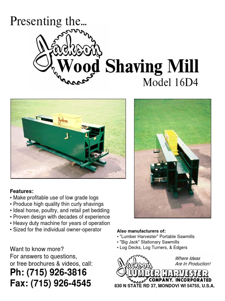 Jackson Wood Shaving Mill 16D4 Lumber Sawmill
