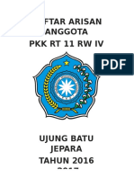 Daftar Arisan Anggota PKK RT 11 RW Iv