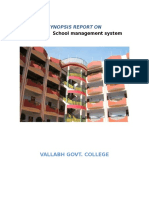 School Management System: Synopsis Report On