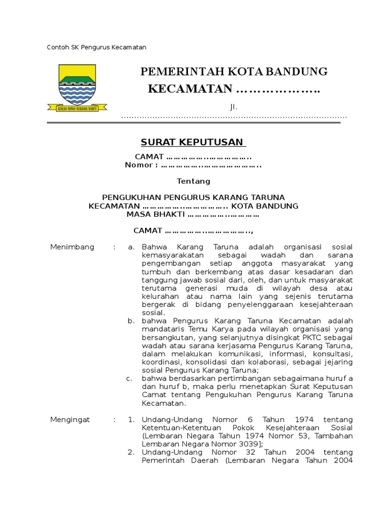 Contoh SK Karta Kecamatan