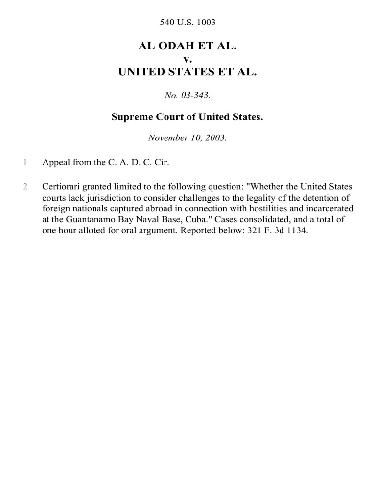 Al Odah Et Al. v. United States Et Al PDF