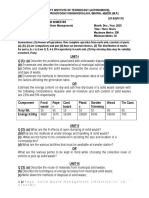 Question Papers On Solid Waste Management (SWM) For BE (Civil) VIII Sem - UIT-RGPV-BHOPAL - Dec 2015