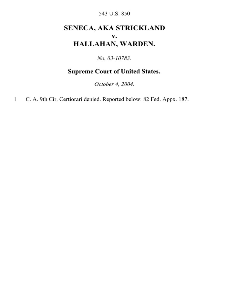 Seneca v. Hallahan Supreme Court Case | PDF