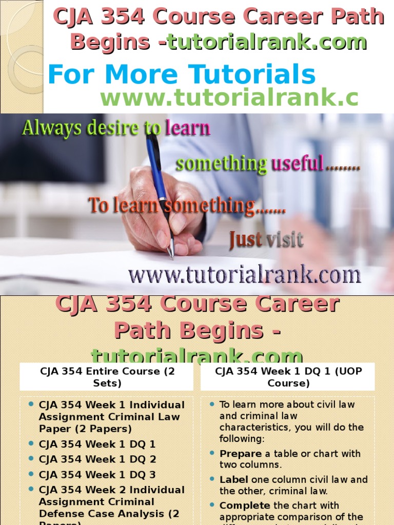 CJA 354 Course Career Path Begins Tutorialrank.com | Crimes | Crime