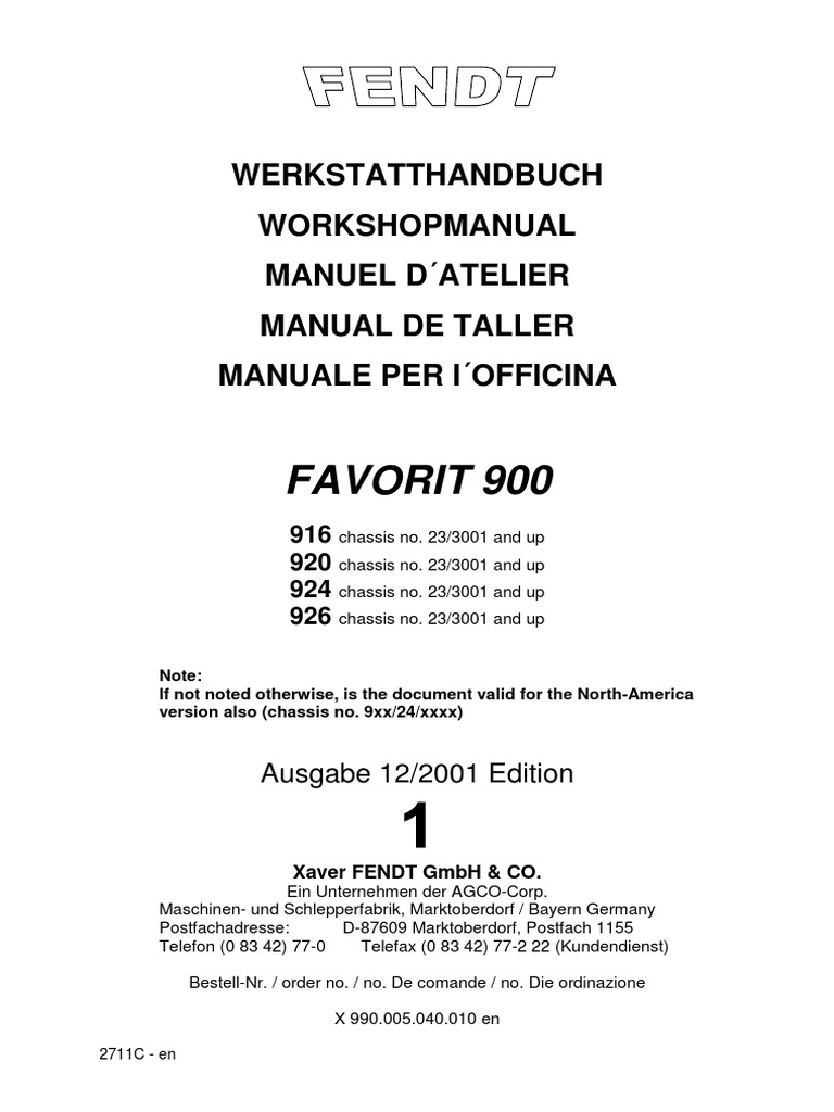 Workshop Manual Fendt 900 Vario | Transmission (Mechanics) | Trailer  (Vehicle)