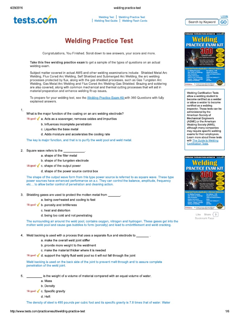 Welding Practice Test
