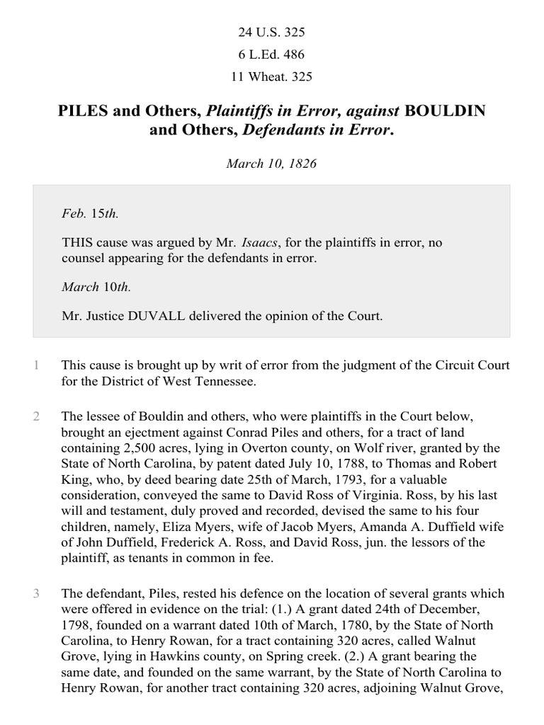 Piles v. Bouldin, 24 U.S. 325 (1826) Download Free PDF Virginia