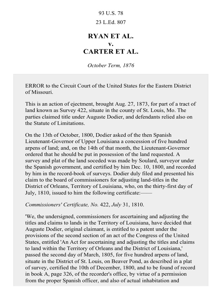 Ejectment Case: Ryan v. Carter, 1876 | PDF | Virginia Circuit Court ...
