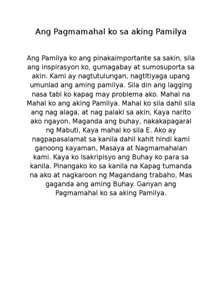 Halimbawa Ng Sanaysay Tungkol Sa Pamilya – Halimbawa