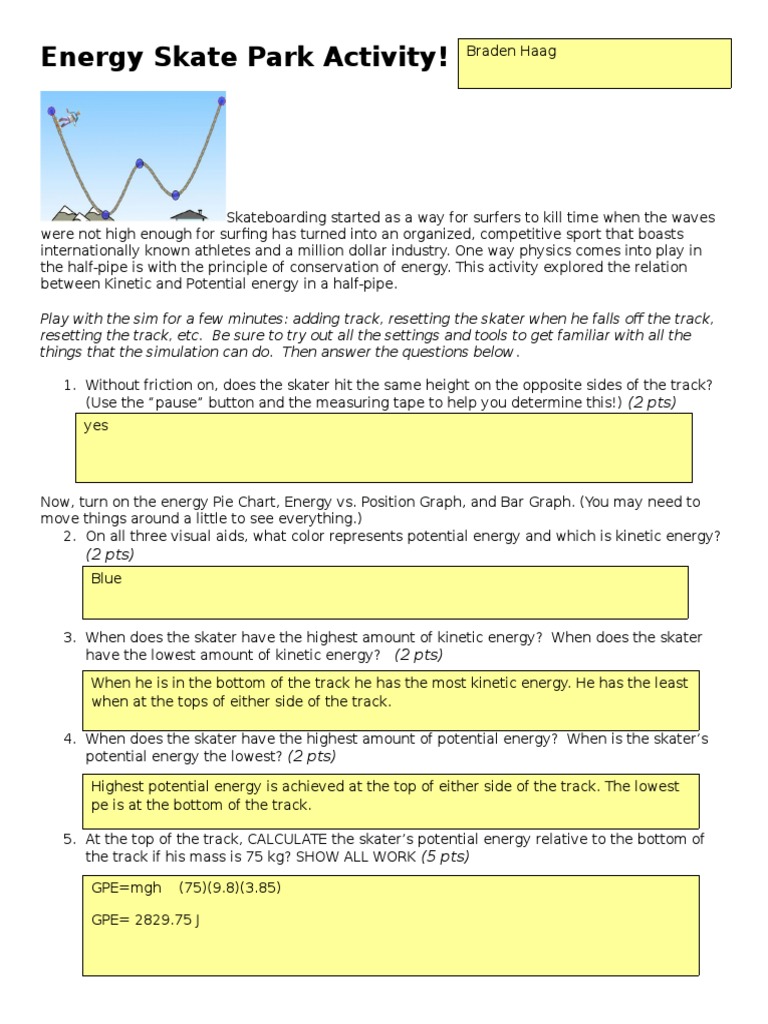 Energy Skate Park Simulation Guide | PDF | Kinetic Energy | Friction