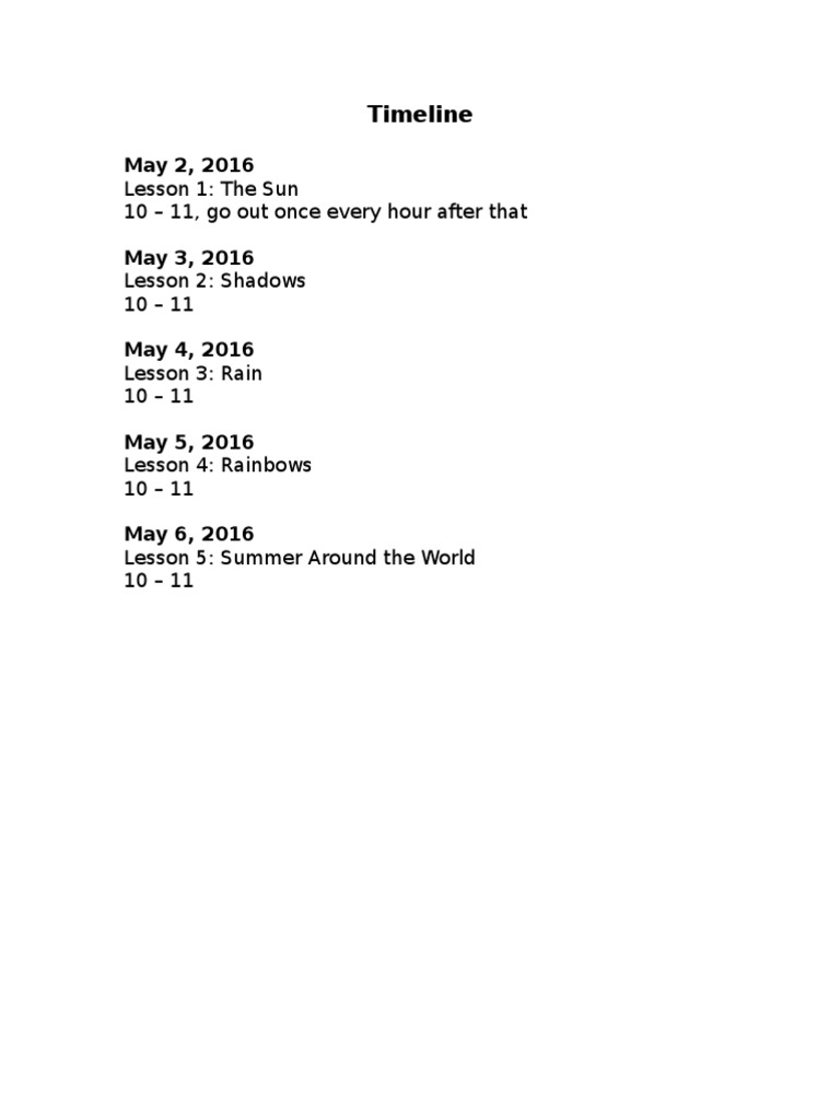Summer Timeline | PDF | Science & Mathematics