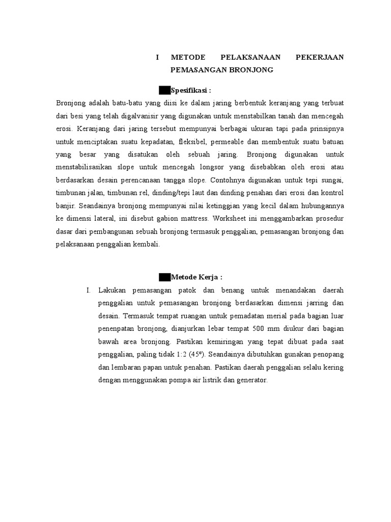 Metode Pemasangan Bronjong yang Efektif | PDF