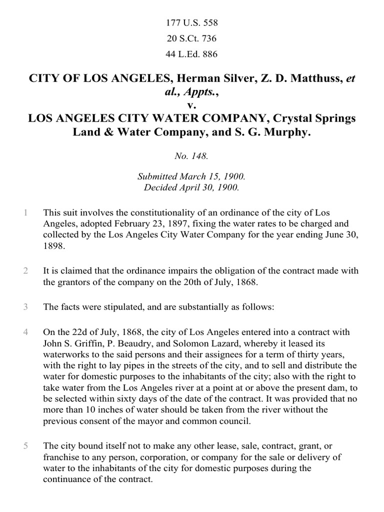 Los Angeles v. Los Angeles City Water Co., 177 U.S. 558 (1900) PDF