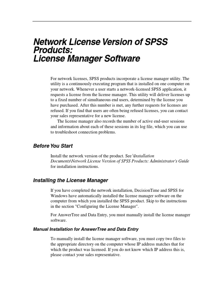SPSS v11.5 Network License Version License Manager Software PDF
