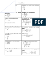 Formula Sheet and Statistical Tables
