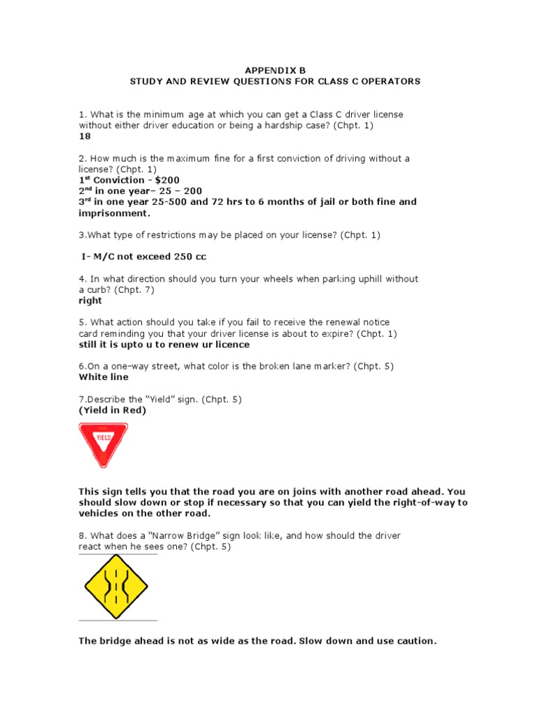 Texas Driver S HandBook Answers PDF Traffic Driving