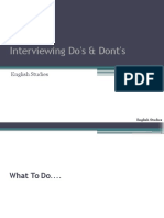 Interviewing Do's & Dont's: English Studies