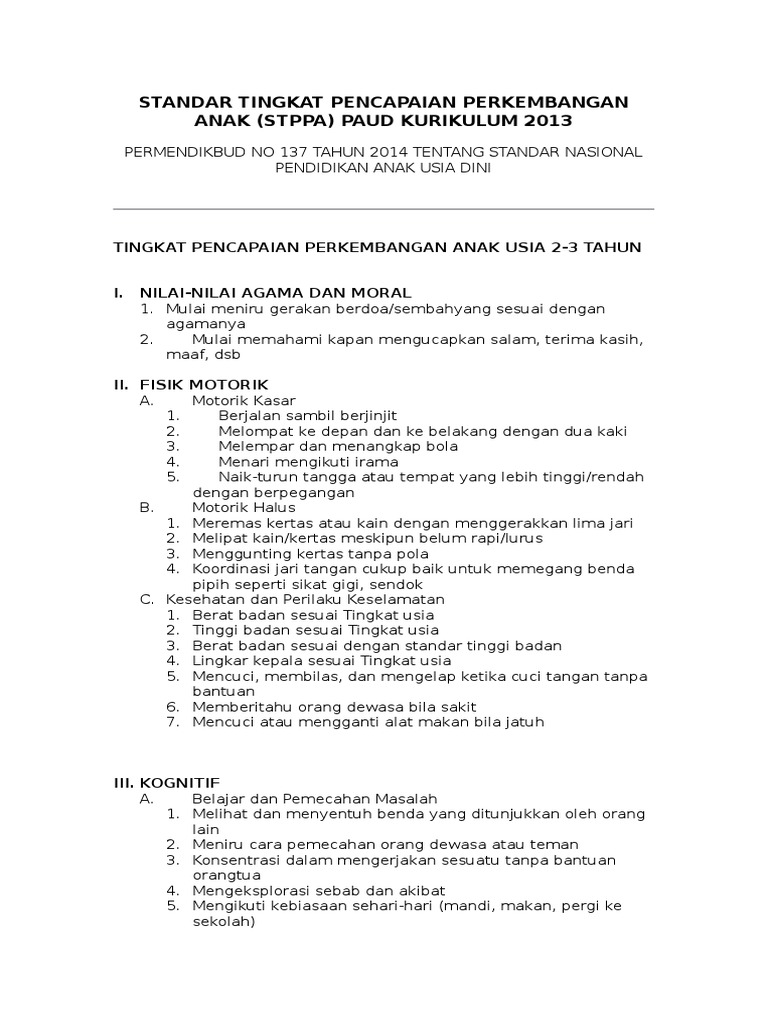 Contoh Pengisian Raport Paud Usia 3 4 Tahun
