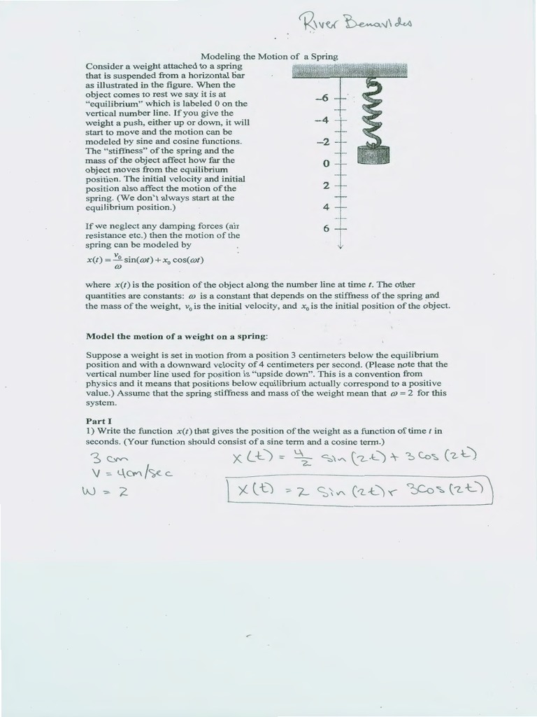 Spring Motion Analysis and Modeling | PDF | Trigonometric Functions | Sine