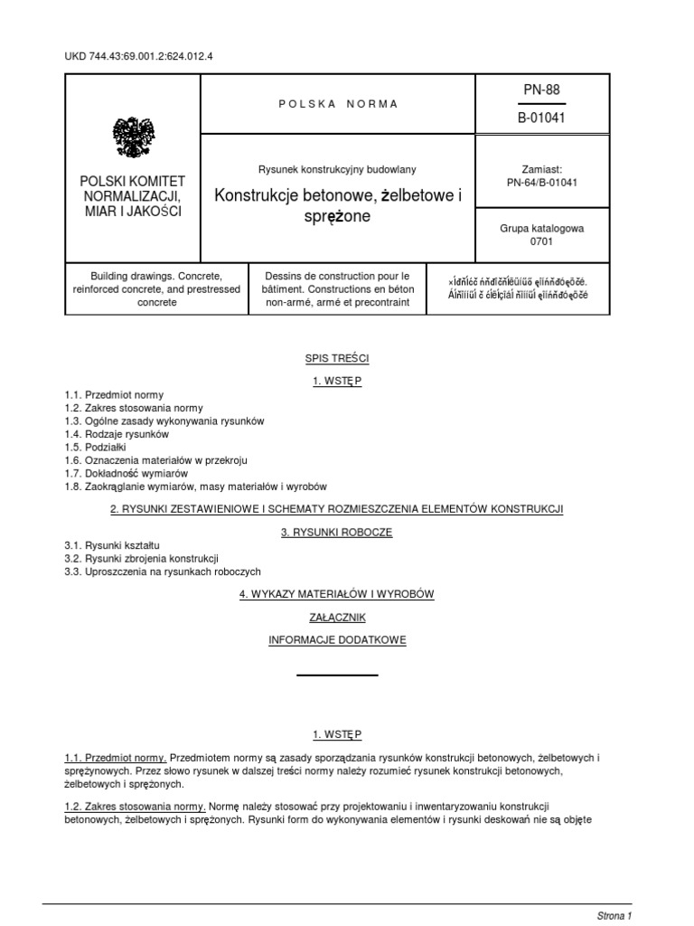 31603390 Pn 88 B 01041 Rysunek Konstrukcyjny Budowlany