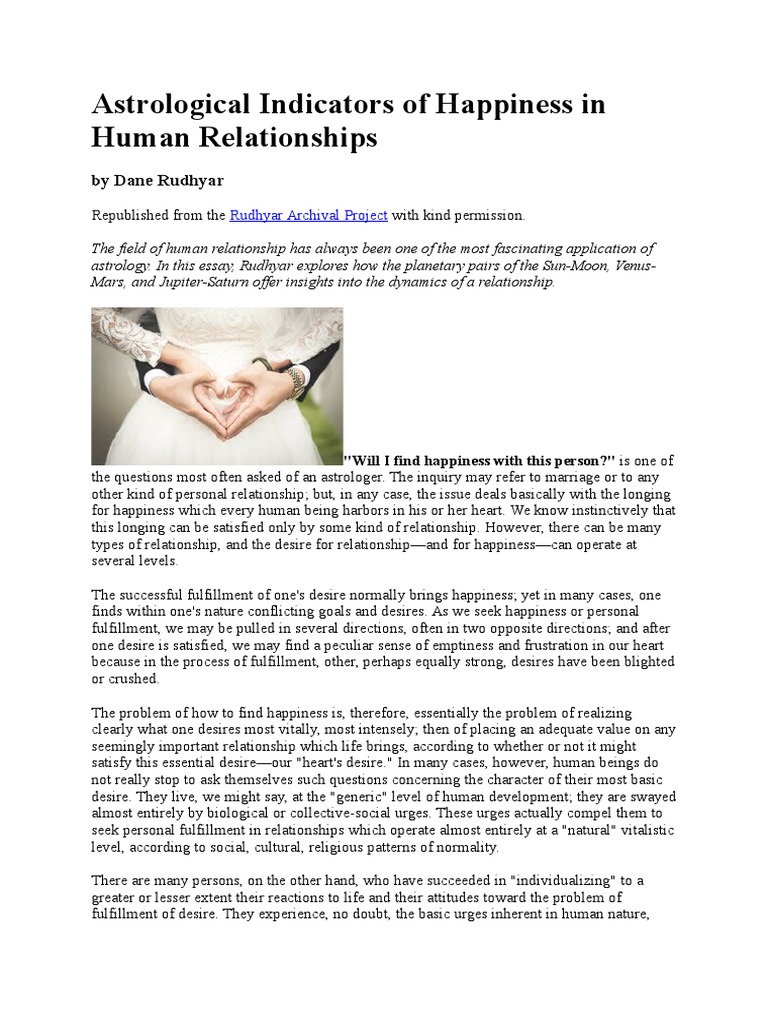 Astrological Indicators of Happiness in Human Relationships PDF