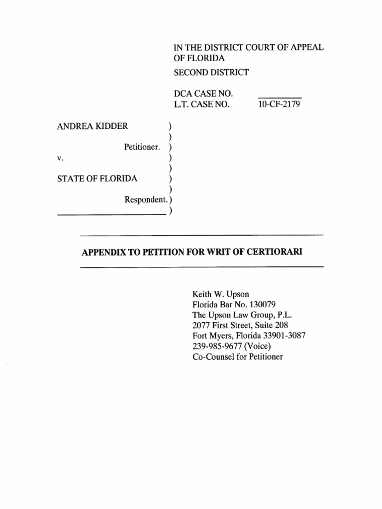 Appendix To Petition For Writ in Woods v. Florida | PDF