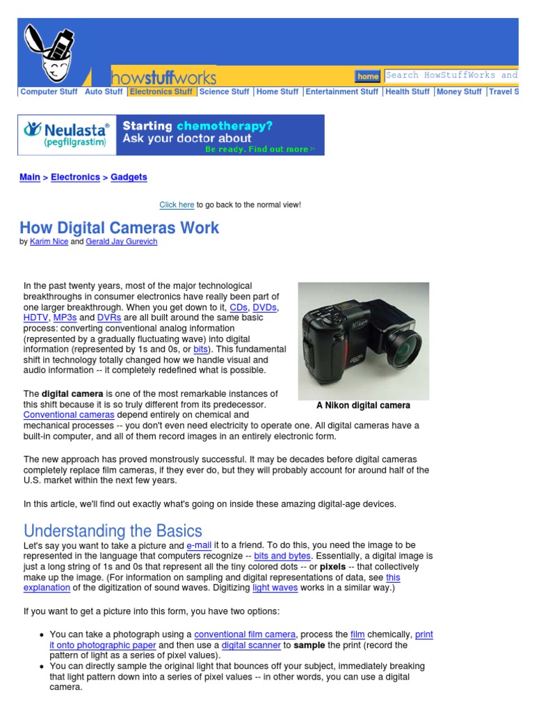 How Digital Cameras Work | PDF | Pixel | Zoom Lens