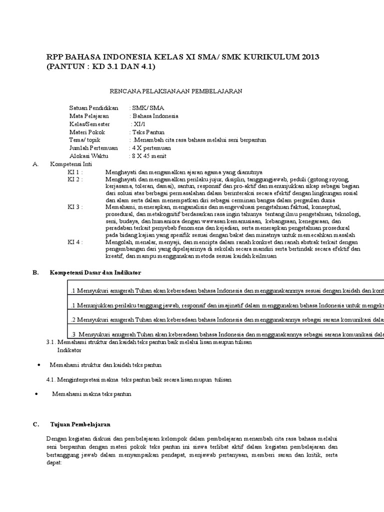 Rpp Teks Eksplanasi Sma Kelas Xi Berbagi Teks Penting