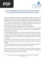 Parecer Do Cremesp Sobre Atendimento de Adolescente Idade Entre 10 a 18 Anos Desacompanhado de Responsavel Maior de Idade