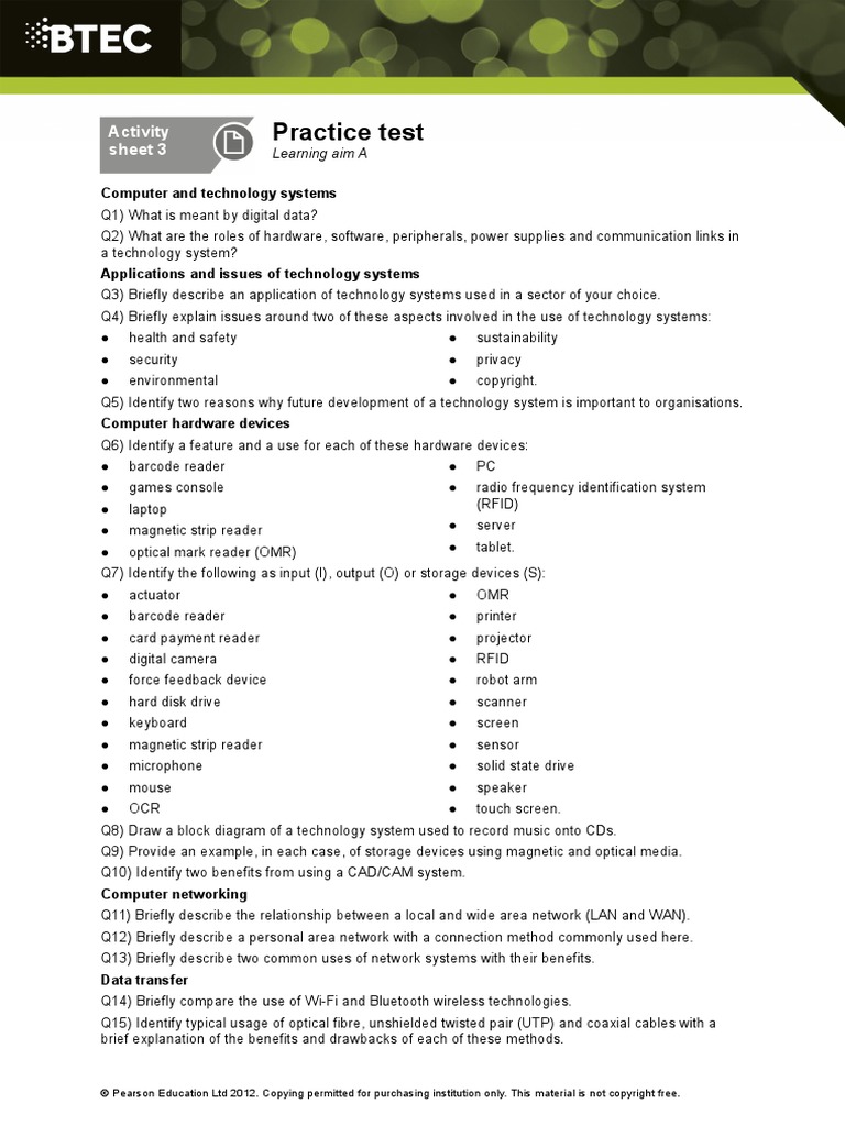 Practice Test Learning Aim A | PDF