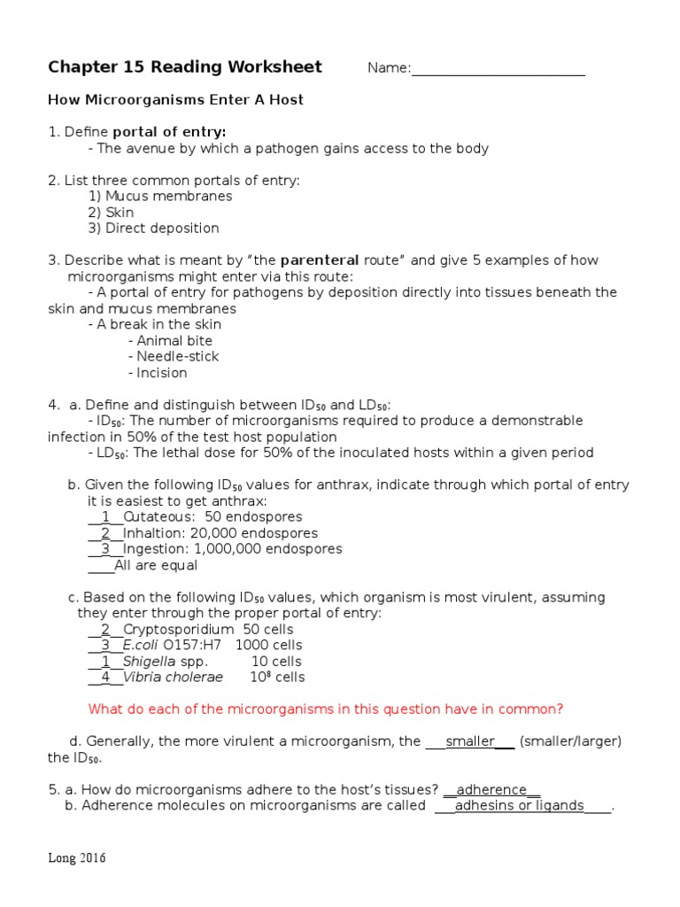 Microorganism Host Entry Worksheet | PDF | Lipopolysaccharide | Bacteria