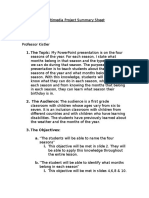 Multimedia Project Summary Sheet