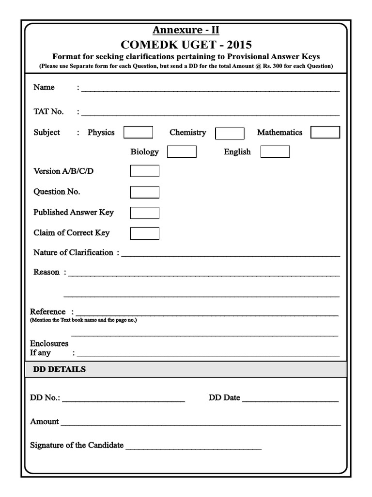 COMEDK UGET 2015 Clarification Form | PDF | Computers | Technology ...
