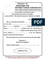 Religious & Mother Tongue Certificate Form