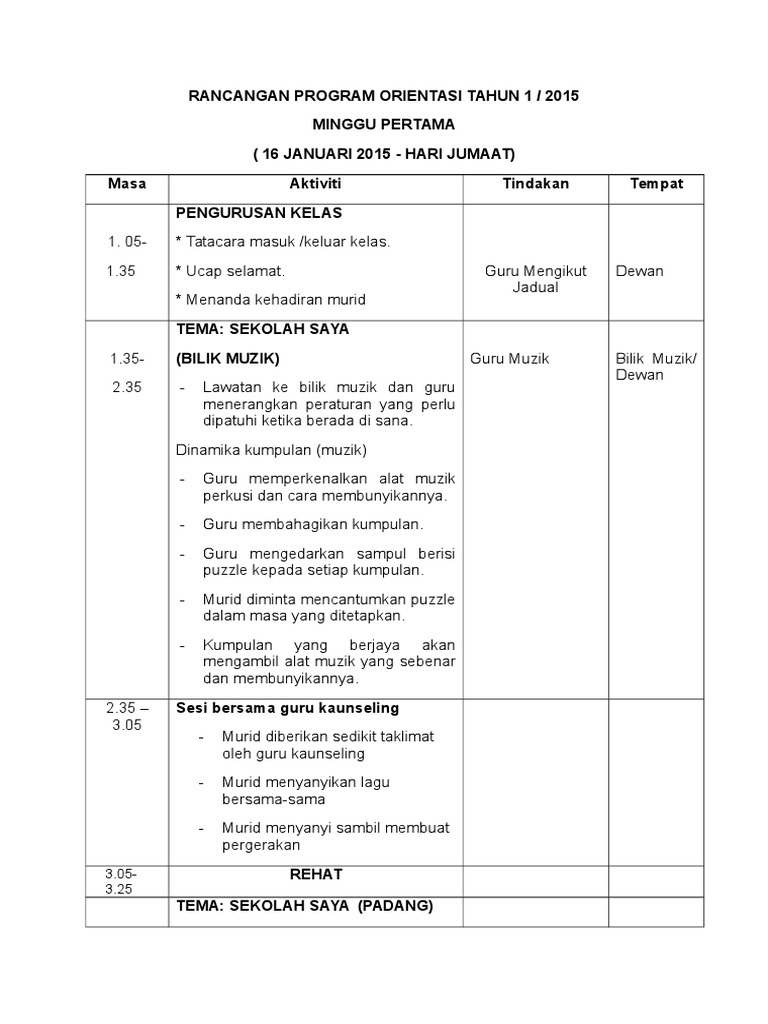 RPH Transisi Tahun 1 Jumaat Minggu 1