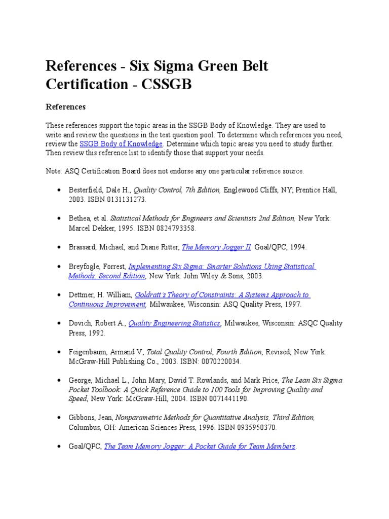 Referance Ssgb Six Sigma Evaluation Methods - 
