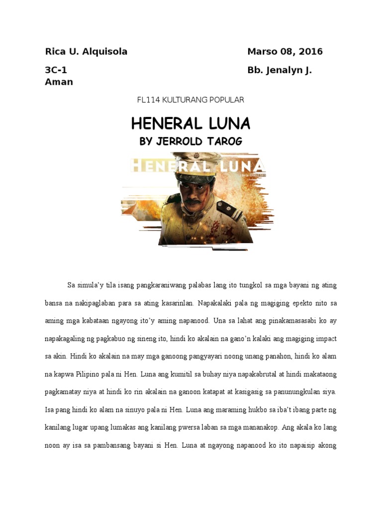 thesis statement of heneral luna