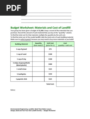 budget worksheet