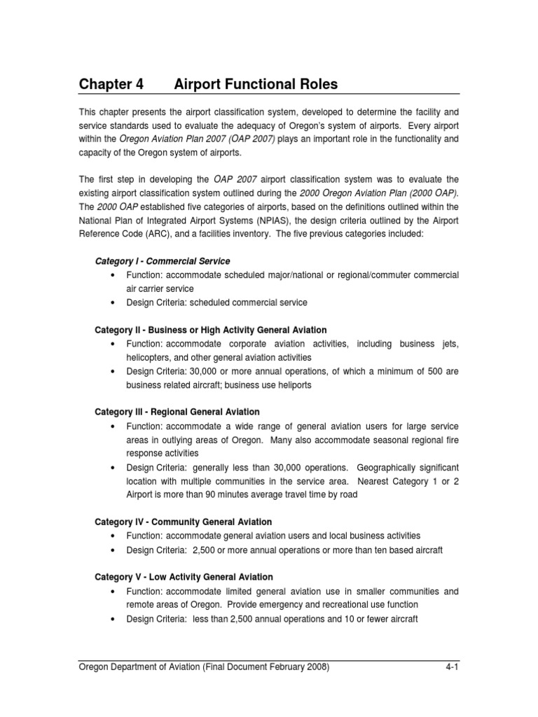 Oregon Airport Roles Explained | PDF | Runway | Airport