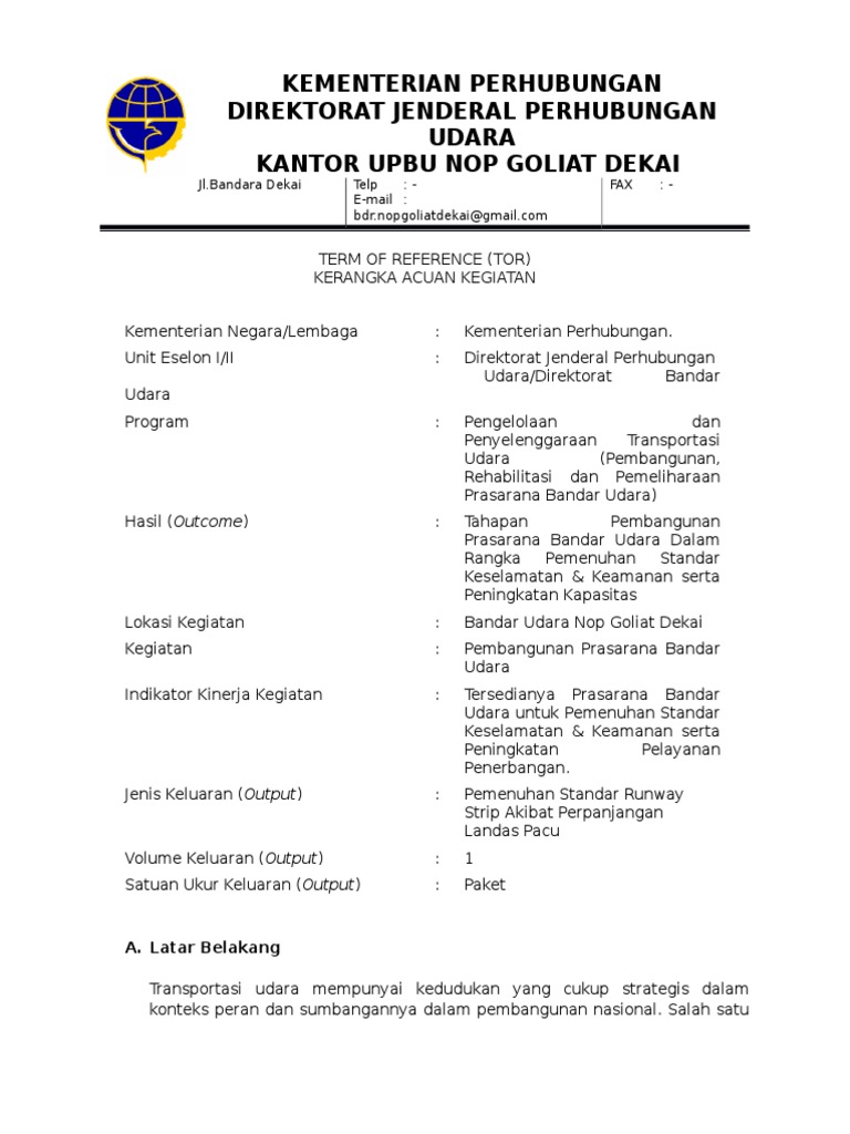 Contoh Tor | PDF | Bisnis